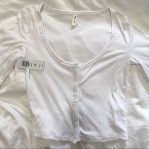 Aritzia Sunday Best White Ribbed Long Sleeve